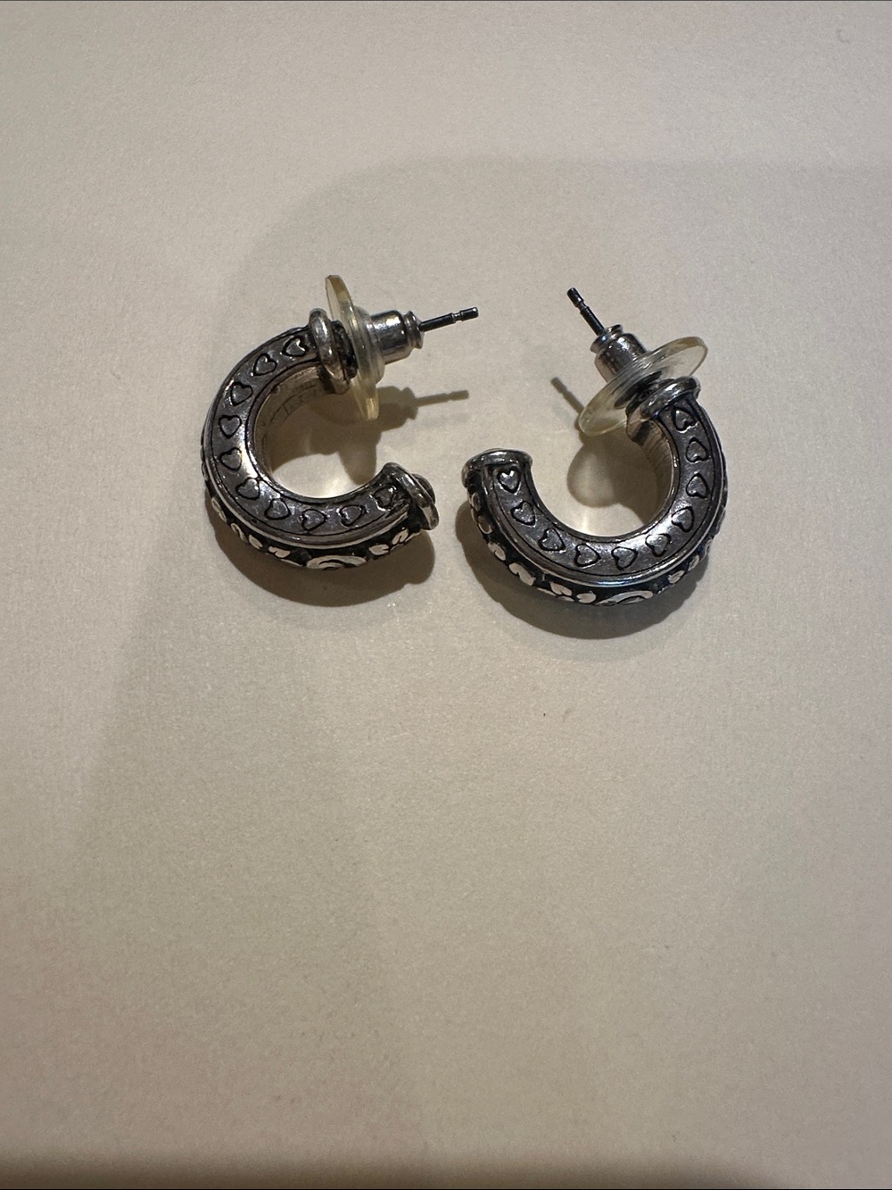 Brighton Silver-Tone Heart Hoop Stud Earrings - Women